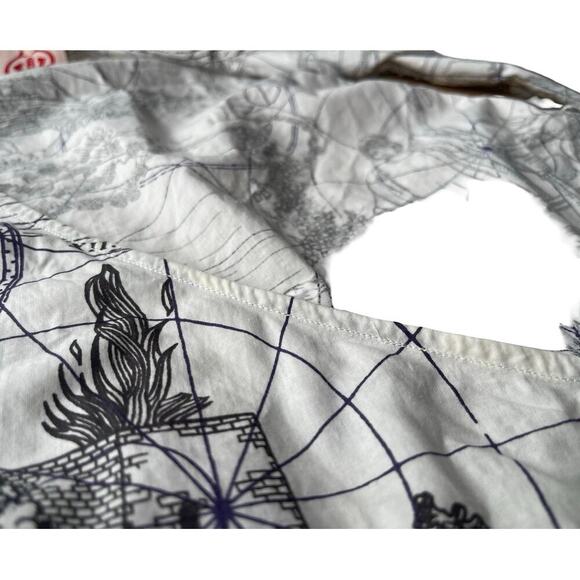 Le Sirenuse Positano Nautical Map Print Wrap Tie Front Cotton Top - Size 38 - Picture 11 of 13